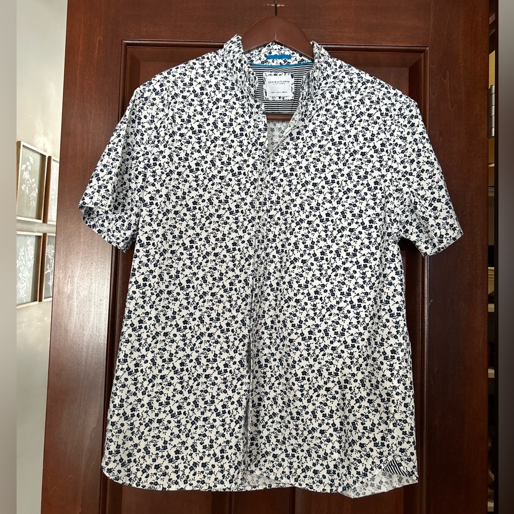 Denim & Flower Ricky Singh Floral Button Up Shirt Men’s L